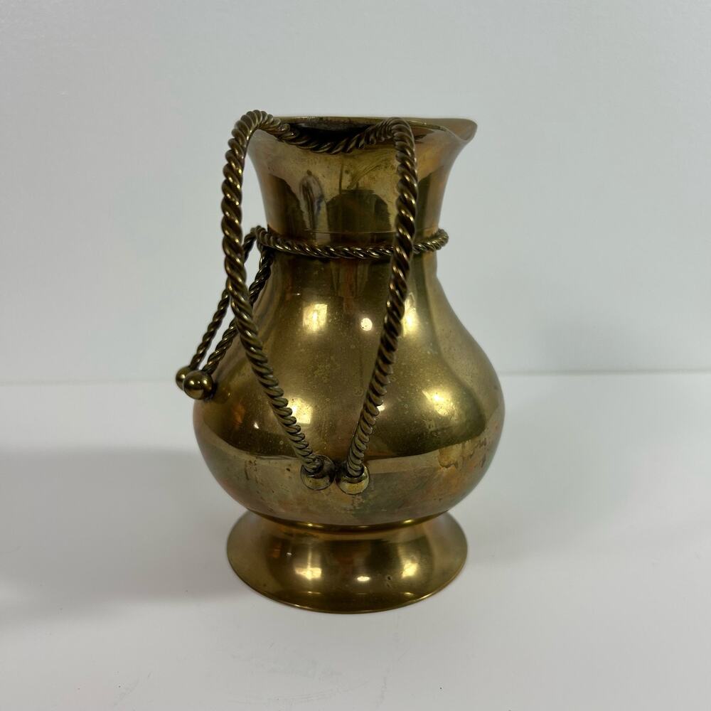 Vintage Brass Pitcher Rope Handle Made in India - Picture 2 of 7